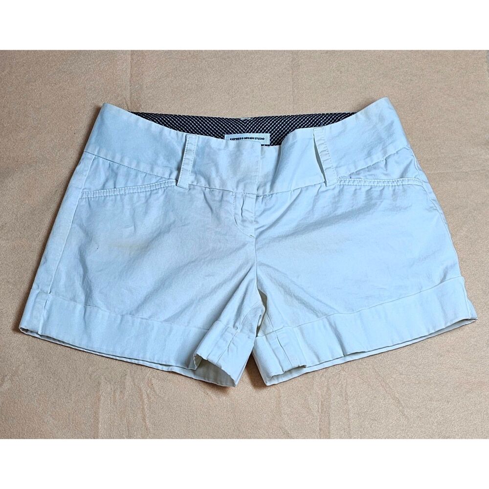 Express Design Studio White Cuffed Chino Shorts